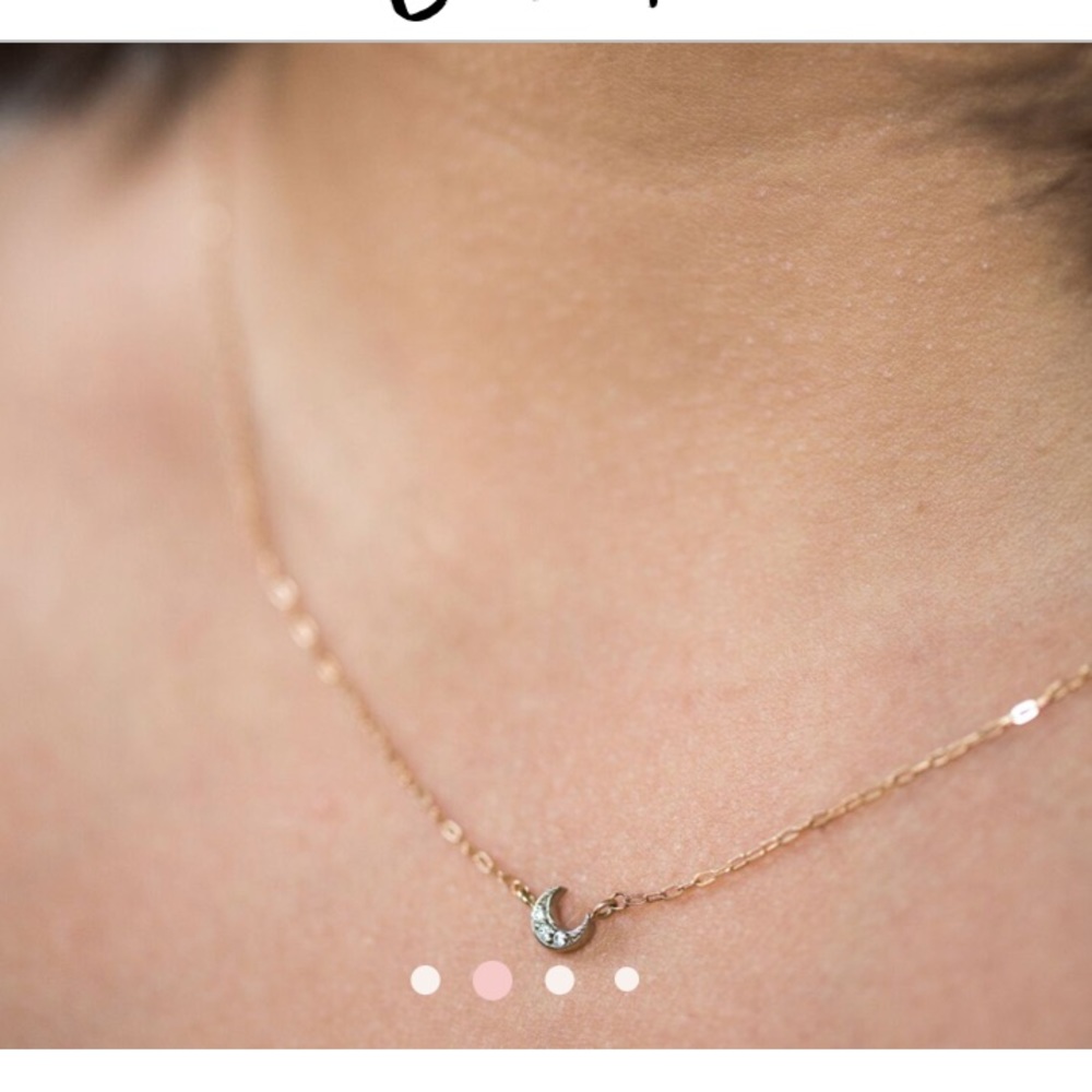 Tiny diamond moon necklace